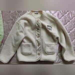 Cozy Cream Button-Up Fleece Jacket
